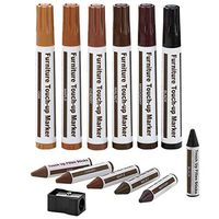 Furniture Repair Kit Wood Markers - Set of 13 - Markers and Wax Sticks with Sharpener Kit, for Stains, Scratches, Wood Floors, Tables, Desks, Carpenters, Bedposts, Touch Ups, and Cover Ups