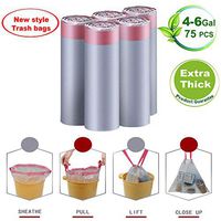 4Gallon Drawstring Trash Bags Small Garbage Bags Degradable Recycling Trash Bags Compostable Rubbish Wastebasket Bins Liners Bags for Kitchen,Bathroom,Office,Car,Cat Litter(75pcs/5 rolls)