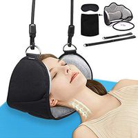 Upgraded Neck Head Hammock, TROPRO Neck Cervical Traction Device for Neck Shoulder Pain Relief and Physical Therapy, Portable Neck Support Stretcher, Relaxation Sling with Eye Mask and Carry Pouch