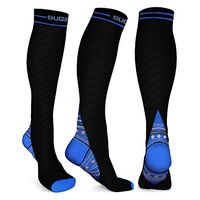 SUGIFT Compression Socks (20-30mmHg) Men & Women, Good Graduated Compression Socks Running, Athletic Sports, Crossfit, Flight Travel - Suits Nurses, Edema, Diabetic, Varicose (Black & Blue, L/XL)