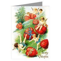 Hill of Hearts and Cupids Vintage Valentines Day Note Card