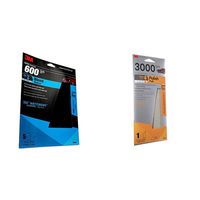 3M 600 Imperial Wetordry Sandpaper Sheet, 9in x 11 in, Pack of 5 + 3000 Grit Foam Finishing Sandpaper Sheet, 3-2/3in x 9in, 1 Sheet