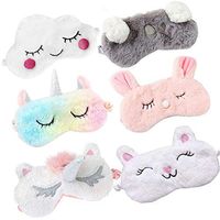 6 Pack Cute Animal Unicorn Sleep Mask for Girls Soft Plush Blindfold Cute Unicorn Rabbit Koala Fox Sleeping Masks Eye Cover Eyeshade for Kids Teens Girls Women Plane Travel Nap Night Sleeping