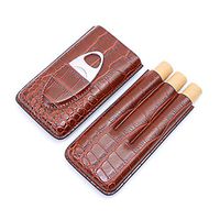 Lxc Cigar Set Portable Cigar Leather Case 3 Sticks Business Travel Out Cigar Moisturizing Tube Set Gift Box Packaging
