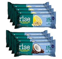 Rise Non-GMO, Gluten Free, Soy Free, Real Whole Food, Plant Based Protein Bar, No Added Sugar, High Protein with Fiber, Potassium, Vitamins & Nutrients 2.1oz (Lemon Cashew, Chocolatey Coconut) 8 Pack