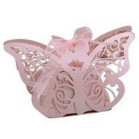Zcargel Hot Sale Cute Pink Laser Cut Butterfly Wedding Bridal Shower Candy Birthday Party Favor Candy Boxes