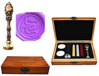 MNYR Dragon Luxury Wood Box Gold Metal Peacock Wedding Invitations Gift Cards Paper Stationary Envelope Seals Custom Logo Wax Seal Sealing Stamp Wax Sticks Melting Spoon Wood Gift Box Kit