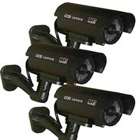 3 Pack - JYtrend (TM) Outdoor Dummy Fake Security Camera with Inflared LEDs Blinking Light, Black