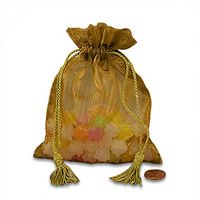 Gold Organza Sheer Favor Bags 5" X 6 1/2" | Quantity: 20