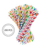Biodegradable Paper Drinking Straws 7.7 Inches - Mix Colors Straws Strips [8 colors in total] 200 pcs bag [eco friendly straws] for Birthday, Wedding, Bridal/Baby Shower, Celebrations and Parties