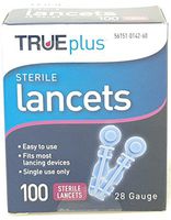 TRUEplus Sterile Lancets 28 Gauge, 100 Count Per Box (5 Boxes)