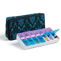 Pill Organizer case Box,7 Days Round Vitamin Organizer Box (Blue Damaks)