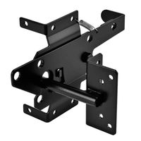 Self-Locking Gate Latch - Post Mount Automatic Gravity Lever Wood Fence Gate Latches with Fasteners/Black Finish Steel Gate Latch to Secure Pool