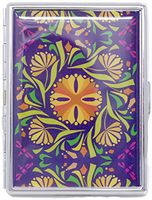 Classic Purple Floral Print Compact (9 100s) Metal-Plated Cigarette Case & Stash Box