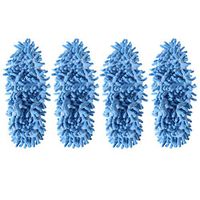 TOPBATHY 4 Pcs Microfiber Dust Mop Slippers Multi-Function Floor Cleaning Lazy Shoe Covers Dust Hair Cleaner Foot Socks Mop Caps (Blue)