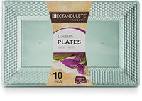 Rectangulete Hexagons Translucent Green Hard Plastic Elegant Disposable 12 Inch Rectangle Dinner Party Plates 10 Pack Trans Green