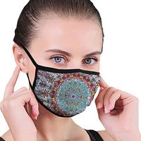 Dust Face Cover, Earloop Half Face Cover for Women Men, Hiking Travel with Adjustable Elastic Band - Indian Trippy Mandala Floral, Windproof