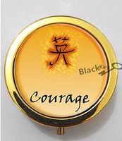 BlackKey Courage Beautiful Inspirational Word 3-Compartment Decorative Pocket Gift Box Case Organizer for Pill, Color 2 -1705