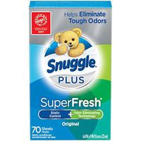 Snuggle Plus Super Fresh Fabric Softener Dryer Sheets with Static Control and Odor Eliminating Technology, 70 Count (Packaging May Vary)