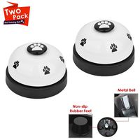SlowTon Pet Bell, 2 Pack Metal Bell Dog Training with Non Skid Rubber Bottoms Dog Door Bell for Potty Training Clear Ring Pet Tool Communication Device for Small Dogs Cats (White+White)