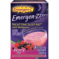 Emergen-C Emergen-Zzzz Nighttime Sleep Aid Dietary Supplement Berry PM - 24 Packets, Pack of 4