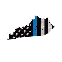 Distressed Kentucky State Shaped Subdued US Flag Thin Blue Line Police - 4.5 Inch Graphic Sticker for Water Bottles Cars Motorcycle Skateboard Portable Luggages Phone Ipad Laptops