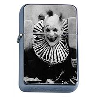 Perfection In Style Silver Flip Top Oil Lighter Vintage Creepy Clowns Design 003