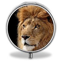 IMLONE Pill Organizer, Customized Lion Pill Boxes with 3 Components for Purse