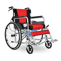 YangMi Wheelchair- Folding Portable Small Toilet Wheelchair Elderly Disabled Wheelchair Stroller (Color : Red, Size : 122x89cm)