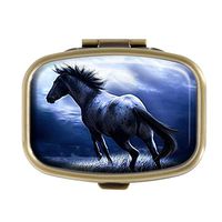 Top A Horse Custom Personalized Square Pill Box Decorative Box Vitamin Container Pocket Or Wallet (Horse-6)