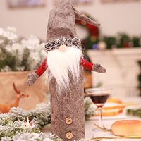 Christmas Decorations Champagne Embroidery Wine Bottle Set with Hands No Face Doll Wine Bottle Set Restaurant Holiday Supplies