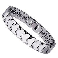 Silver Tungsten Carbide Magnetic Therapy Germanium Health Bracelet for Arthritis Pain Relief