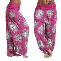 Mlide mujer suelta bohemio estampado de flores damas Harem pantalones pantalones pantalones de pierna ancha