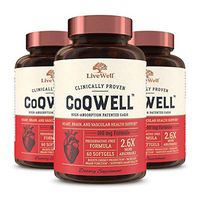 CoQ10 Heart, Brain, and Vascular Health Support - CoQWell | High-Absorption, Patented Coenzyme Q10 CoQsol | 180 Softgels - 180 Day Supply