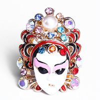 Meolin Peking Opera Mask Rings Chinese Style Retro Ring Jewellery,Zinc Alloy,17mm