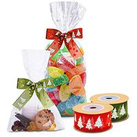 Clear Cellophane Treat Bags, SunBeter 50 PCS Party Dessert Cookie Candy Storage Bags with Packaging Ties for Festival Carnival Wedding Birthday