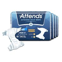 Attends Extended Wear Briefs with Dry-Lock Containment Core for Adult Incontinence Care, Large, Unisex (56 Count)