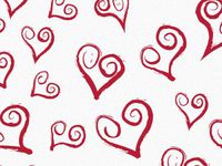 Red"Curly Swirly" Hearts on White Tissue Paper Gift Wrapping 20"x30" Sheets (10)