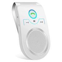 Car Hands Free Bluetooth Speakerphone, Aigital Upgraded Wireless in-car Speaker for Cell Phone, Loud and Clear Sound Quality for Hands-Free Talking, GPS Navigation and Music - White