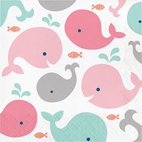 Pink Baby Whale Napkins, 48 ct