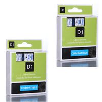 2 Pack Generic Replacemen Label Tape Compatible for DYMO D1 45011 1/2-inch 23-foot Cartridge (Blue on Clear)