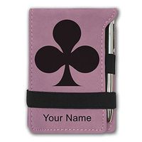 Mini Notepad, Poker Clubs, Personalized Engraving Included (Pink)
