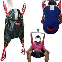 Patient Lift Medical Slings Transfer Belts Toilet Bath Shower Aids Full Body Divided Leg Straps Carrier Seating Cushion with Padded Buffer Head Back Support AnyBack Free Size Load 500 Lbs Black