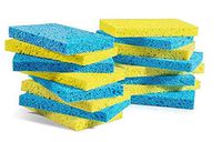 Mastertop 16PCS/Pack Cellulose Cleaning Scrub Sponge for Kitchen Multifunctional Dishwashing Sponges Yellow and Blue