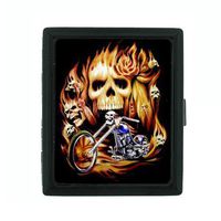 Metal Cigarette Case Holder Box Skull Design-014