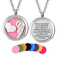 Kissreason Stainless Steel Angel Wing Heart Aroma Aromatherapy Essential Oil Diffuser Necklace (Design 32)
