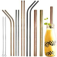 Youngever Reusable Stainless Steel Straws, Metal Straws, with 2 Extra Wide Straws for Smoothie and Bubble Tea, to Go Bag, 20 Ounce and 30 Ounce Tumblers Straws