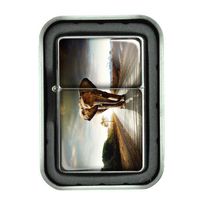 Windproof Refillable Oil Lighter with Tin Gift Box Elephant Design-006