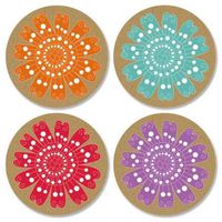 Kraft Floral Envelope Sticker Seals - Set of 48 (1 Design) Sticker Seals on 2 8-1/2" x 11" Sheets