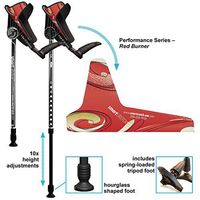 smartCRUTCH Performance Series Forearm Crutch with Premium Spring Loaded Flextip, 15-90 Degree Rotation - 2 Adult Ergonomic Adjustable Walking Aids - Medium (Shortened Leg), Red Burner